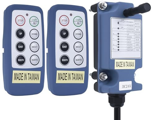 Saga-L8 Mini Telecomando per gru senza fili per gru a ponte 6 canali pulsanti Industriale Paranco elettrico Argano Radio Trasmettitore e ricevitore (2 trasmettitori 1 ricevitore, 12-24 V AC/DC)