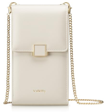 Vulkitty Crossbody Bags for Women with Metal Detachable Shoulder Strap, Small Crossbody Cell Phone Purse, Mobile Phone Carrier, Designer Leather Wallet Purse Passport Travel Cross Body Bag