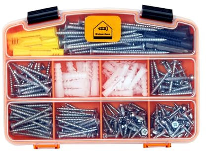 Netzerkoz 315 st Holzschrauben und Dübel Set, Kreuzschlitz Senkkopf Schrauben und Dübel, Holzschrauben Set mit Dübel - Spanplattenschrauben Sortiment mit Aufbewahrungsbox und Magnetspindel Bohrspitze