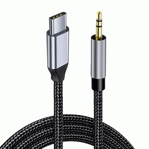 TECHZOCO Cable USB C a Jack 3.5 mm AUX, Cable de Audio USB-C a 3.5 mm, Cable Auxiliar de Nylon Trenzado para USB-C, Auxiliar vehículo, Compatible con Iphone, Samsung, Huawei, Nylon, 1.50 Metros
