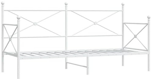 vidaXL Tagesbett ohne Matratze Weiß 80x200 cm Stahl, Schlafbett, Schlafsofa, Couchbett, Gästebett, Tagesbettsofa, bequemes Schlafsofa