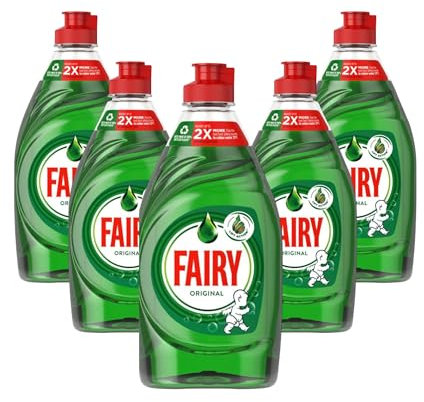 Fairy Original Washing Up Liquid Green with LiftAction, 320ml, Pack of 5 | Bulk dishwashing liquid, Poweful Grease-Cutting formula for Sparkling Clean Dishes Gentle on hands by Kinbos