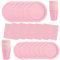 64Pcs Solid Color Party Tableware Set, Light Pink Disposable Tableware Set Include Plates Napkins and Cups Dessert Plates for Kids Party Birthday Wedding Table Decorations