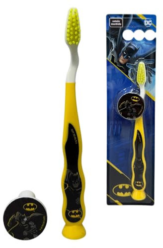 Batman Zahnbürste Kinder Handzahnbürste mit Kappe Weiche Borsten Rutschfester Griff