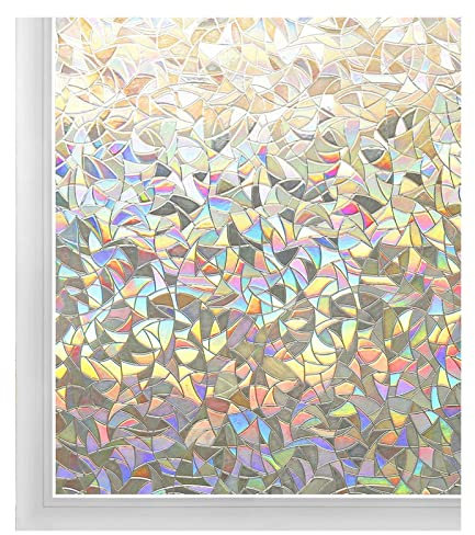 Fensterfolie Spiegelfolie,UV Folie Hitzeschutz, 3D-Regenbogen-Fenster-Film-Klebstoff-statische Datenschutzklimpel-Fleck-Abziehbilder dekorative Vinyl-Glas-Aufkleber Anti Aufbilden Glasfärbung for Zuha