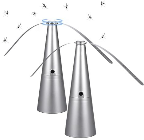 Genérico Abanicos para Moscas para Mesas, 2 Piezas Ventilador Portátiles Repelente Demoscas, Repelente Moscas Paras Interior Exterior, Ahuyentador Demoscas con Aspas s uaves, Paras Fiestas, Parilla