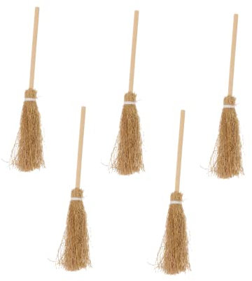 Abaodam 5 Piezas Decoración de Escobas de Bruja para Halloween Adornos Artesanales de Fiesta y Decoración Festiva