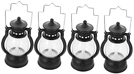 Ciieeo Retro Led Petroleumlampe Aus Kunststoff 4 Stück Flammenloses Windlicht Vintage Dekor Für Zuhause Und Büro Mit Zitterndem Kerzenlicht