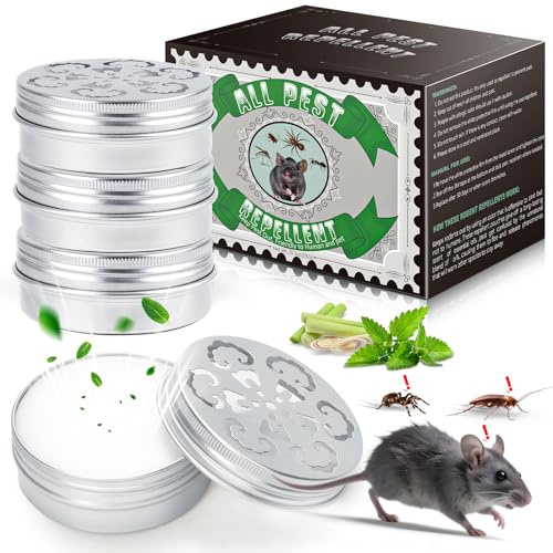 4 Pack Mice Repellent Indoor - Natural Mouse Rodent Deterrent Cream Peppermint Oil Mouse Spider Roach Ant Away, Pest Repellent Repellant Solution for House Garage Patio Attic, Family & Pet Safe