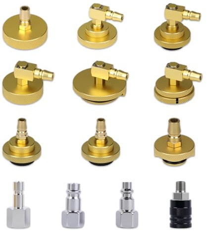 PLAYOCCAR Bremsenentlüftungszylinder-Adapter-Set, 9-teiliges Bremsenentlüftungsadapter-Set mit 1 Schnellverbinder und 3 Spezifikationsanschlüssen, für verschiedene Fahrzeugserien.
