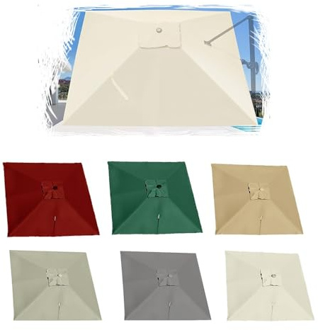 Rechteckige Ersatzabdeckung für Ampelschirm, 3 x 4 m, wasserdicht, Khaki, Polyester, Outdoor, Garten, Schatten, Terrasse, Markise, UV-Schutz