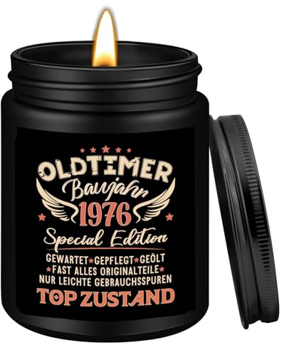Geschenke zum 50 Geburtstag Mann, Sandelholz Duftkerze mit SpruchOldtimer Baujahr 1976, Duftkerzen im Glas Geschenke, Geburtstagsgeschenk für Männer 50 Jahre Freund Papa Kollege Vatertagsgeschenk