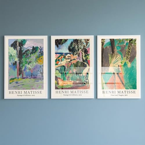 PWAAHDC Henri Matisse Posters Set of 3 – Unframed 50x70 cm Abstract Wall Art, Vintage Pictures Prints, Landscape Artwork for Home Walls, Modern Exhibition Style Décor