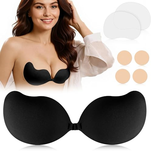Kimsky Klebe BH, Unsichtbarer Sticky Bra, Wiederverwendbar Klebe-BH Push Up | Klebe Push Up Bh für Alle Brustformen, Klebe-BH mit Brustwarzenschutz und Lifting Kleber, für Brautkleider und Abendkleider