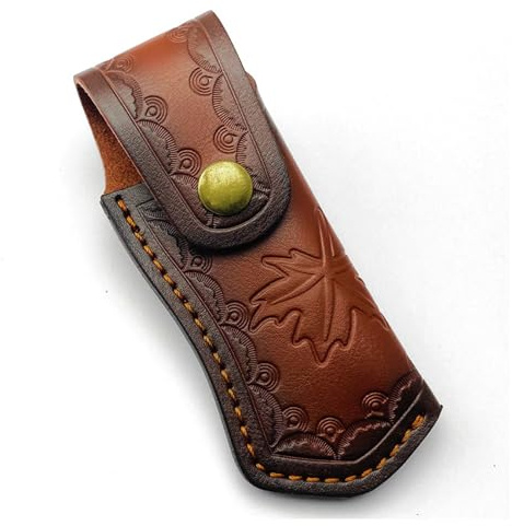 1 Stück Leder Messerscheide Klappmesser Scheide Leder Messer Gürteltasche Taschenmesserscheide Braune Messer Taschen Taschenmesser Schutzhülle für Wandern Bergsteigen Camping