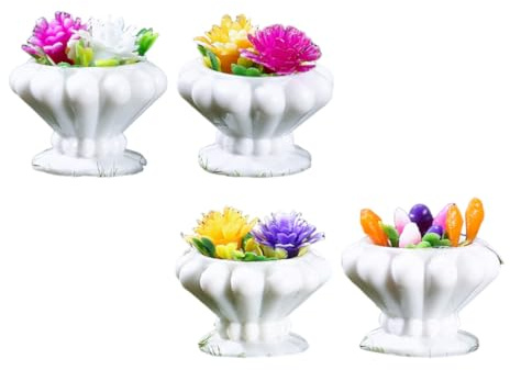 UIEXEA 4 Piezas Mini Macetas, Plantas Artificiales, Bonsái en Miniatura, Decoración de Jardín, Mini Macetas para Casa de Muñecas, Plantas en Macetas