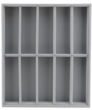 RASTKY Boîte D'exposition de Lunettes de Soleil à 10 Grilles, Plateau de Support de Lunettes de Soleil Premium pour de pour Expositions (Velours gris)