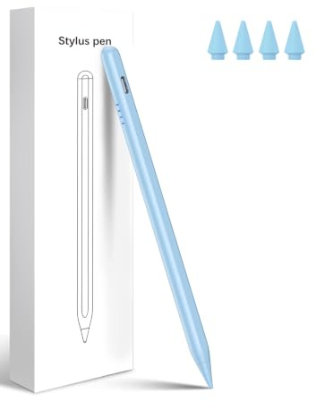 Stift für Apple iPad 2018-2026 mit 2X Schnellladung, Palm Rejection und Neigungssensitivität, Pencil für iPad A16 11/10/9/8/7/6, Pro M5/M4 13/12.9″/11″, Air M4/M3/M2/5/4/3, Mini 6/5 Blau