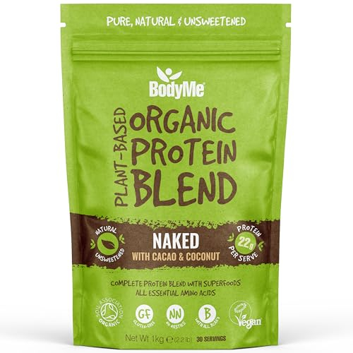 BodyMe Organic Vegan Protein Powder Blend | Raw Cacao | Gluten Free | Unsweetened Plant-Based Protein | Clean Organic High Protein Supplement | No Sugar | Dairy-Free | 1kg
