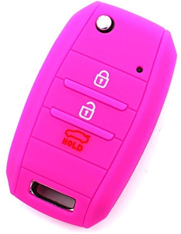 Schlüssel Hülle KB für 3 Tasten Auto Schlüssel Silikon Cover von Finest-Folia (Neon Pink)