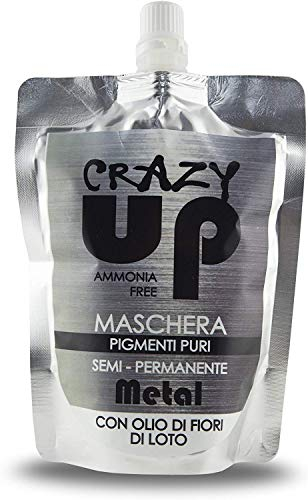 Crazy Up Maschera Colorante Senza Ammoniaca Semipermanente per Capelli - 200 ml (Metal)