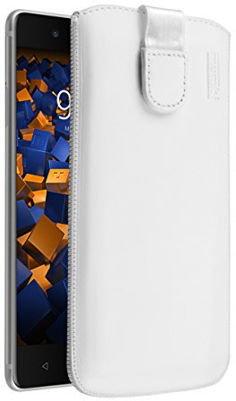 mumbi Echt Ledertasche kompatibel mit Nokia 8 Hülle Leder Tasche Case Wallet, weiss