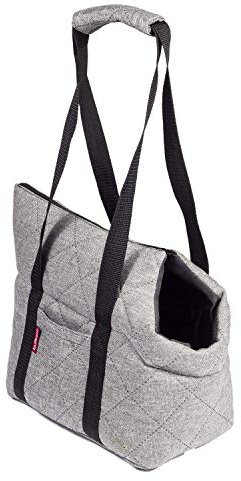BOUTIQUE ZOO Hundetasche - Grau (Gesteppt), L bis 15 kg - Tragetasche für kleinen und mittleren Hund, Welpen, Katze