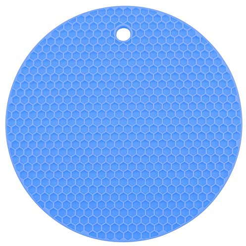 Wabenuntersetzer rund | Premium-Silikon & BPA frei| Hitzebeständig | Spülmaschinenfest | 18cm | Farbe: blau