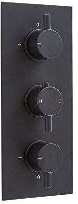 Milano Nero 3 Outlet Triple Diverter Thermostatic Mixer Shower Valve - Black