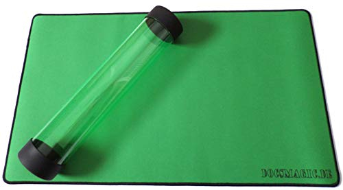 docsmagic.de Premium Playmat + Tube Big Transparent Green - 60 x 34 cm - Spielmatte + Transportrolle Grün