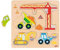 goki 57439 - Einlegepuzzle Baufahrzeuge aus Holz - 4 Motive, 12 Teile