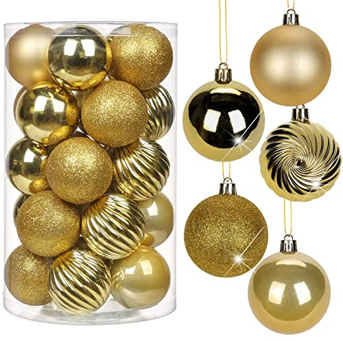 6CM Weihnachtsdeko Weihnachtskugeln, 25 Stücke Bruchsiche Christbaumkugeln Ornamente Weihnachtsbaumschmuck für Weihnachtsbaum Christbaumkugeln Weihnachtsdekoration Kugeln