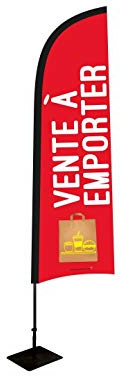 Flagge Verkauf à la Emporter, Maße: 230 x 70 cm, mit Komplettset Mast, Platin und Schwimmring