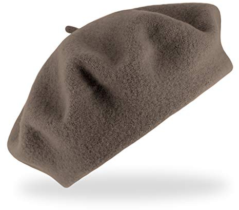 fiebig Baske aus 100% Reiner Schurwolle | Baskenmütze in One Size & Woolmark Qualität | Wollbaske in vielen Farben Made in Europe (Taupe)