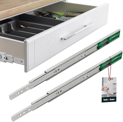 KOTARBAU® Schubladenschienen Vollauszug Schubladenauszug 500mm mit Selbsteinzug Stahl Schubladenschienen Softclose Auszüge Schubladenauszüge Schienen für Schubladen Vollauszüge Teleskopschienen
