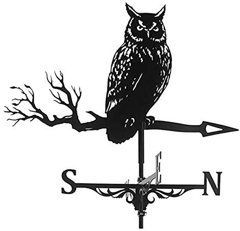 Gusseisen Hexe Wetterfahnen Ornament für Dächer, Dachmontage Stahl Windgeblasen Fliegende böse Hexe Windrichtungsin dikator Wetterfahne Dekorationen Geschenk für Hofhof Garten im Freien (Eule)
