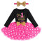 FYMNSI Baby Mädchen Mein Erster 1. Geburtstag Kleid Baumwolle Langarm Gepunktet Tutu Tüllkleid A-Linie Prinzessin Partykleid mit Pailletten Schleife Stirnband Set Fotoshooting Outfit Schwarz + Rose