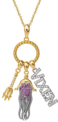 Disney Villains Ursula Sterling Gold Plated Sterling Silver Vixen Cubic Zirconia Charm Necklace, offiziell lizenziert, Zirkonia