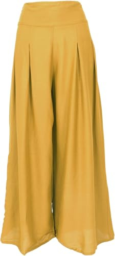 GURU SHOP Boho Hosenrock, Weite Sommerhose - Senf, Damen, Size:L/XL