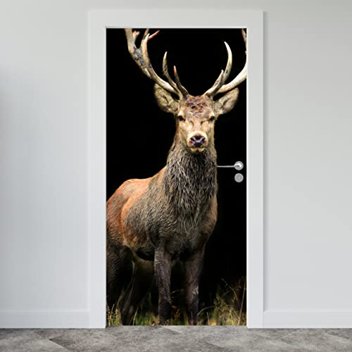 Estika Türtapete selbstklebend - Hirsch - 95x205 cm - Einem Bogen Türposter, Tiere Türaufkleber, Aufkleber PVC Folie, Klebefolie für türen, Tür tattoo, Modern decoration