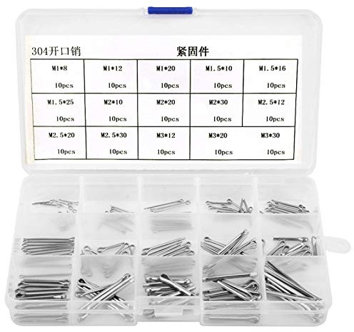 Gonnely 150 Stück M1-M3 Splint-Kit, 15 Arten 304 Edelstahl-Splinte-Kit M1-M3 mit Box