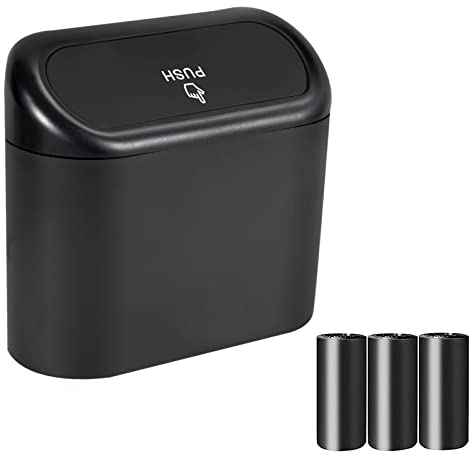 EnthuLove 1 Packs mini Car Trash Can Bin with Lid and 45pcs trash bags,Car Vehicle Trash Can Bin,Car Garbage Trash Can Storage for Front Back Seat Accessories for Office (1 Pack)