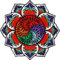 LOTUS Blume Mandala Aufnäher/Aufbügler gesticktes Kunstwerk | Lotus Patch/Sticker zum annähen/aufbügeln | Yoga Emblem Jeans Flicken für alle Stoffe | 80x80mm