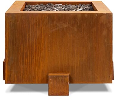 intergrill Gasfeuerstelle Fire Pit | 91 x 91 x 60,5 cm | Feuerschale Garten Terrasse Lavasteinen | Tisch Feuerschale | Mediterraner Look Cortenstahl