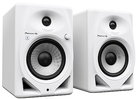 Pioneer DJ DM-50D-BT-W 12,7 cm (5 Zoll) Desktop-Monitor-Lautsprecher mit Bluetooth, Weiß