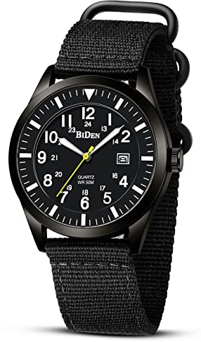 HANPOSH Herren Militär Armbanduhr - 12/24 Stunden Tactical Armee Uhr, 3ATM Wasserdicht, Outdoor Sport Quarzuhr Mit Datum