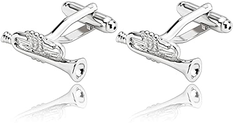 Manschettenknopf Herren, Manschettenknöpfe Herren Edelstahl Silber Cufflinks Trompete Anzug Accessoires Schmuck Geschenk