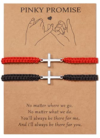 MANVEN Kreuz Pärchen Armband Geflochtene Passende Armbänder Handgemacht Verstellbares Armband Geschenk für Frauen Männer Paare Freund Freundin für Ihn Sie
