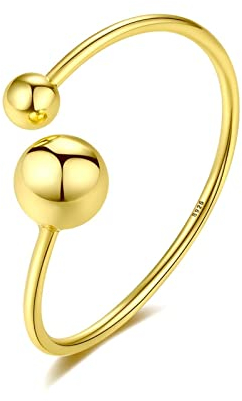 CHABER Neue 925 Sterling Silber Offener Finger Goldene Bypass Doppelte Runde Kugel Perlen Ringe Für Frauen Edlen Schmuck Mode Geschenk