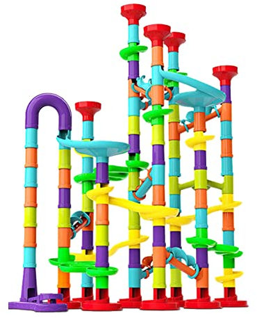 Aibyks 2 Murmelbahn Rennstrecke | 142-teiliges Murmel-Spiel-Konstruktionsset - 3D-Marmor-Spiel, Marmor-Track-Blöcke, STEM-Lernspielzeug, Geschenk für Jungen und Mädchen